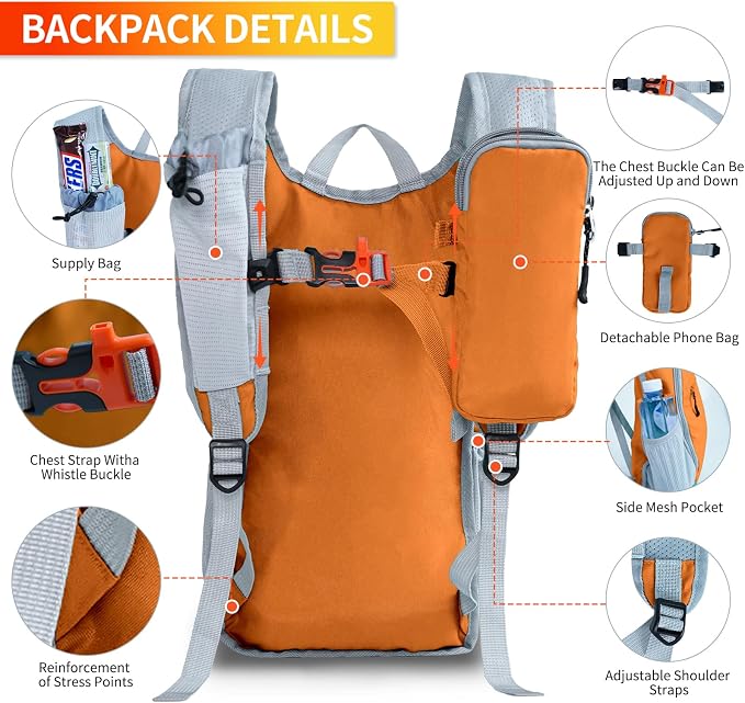 Small Hiking Backpack Packable Lightweight for Women Men | 10L/15L, Hiking Daypack, Foldable, Water Resistan, Ultralight, with Phone Pocket, Travel, Outdoor, Walking