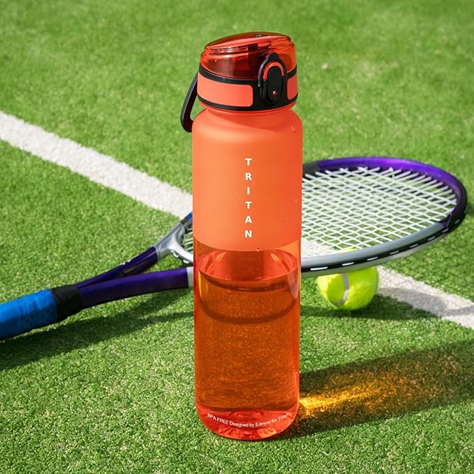 32oz Water Bottle with Chug Lid, Frosted & Clear Tritan BPA-Free, Leakproof, Wide Mouth, Portable Sports Water Bottle for Gym, Office, Travel, Outdoor (Red)