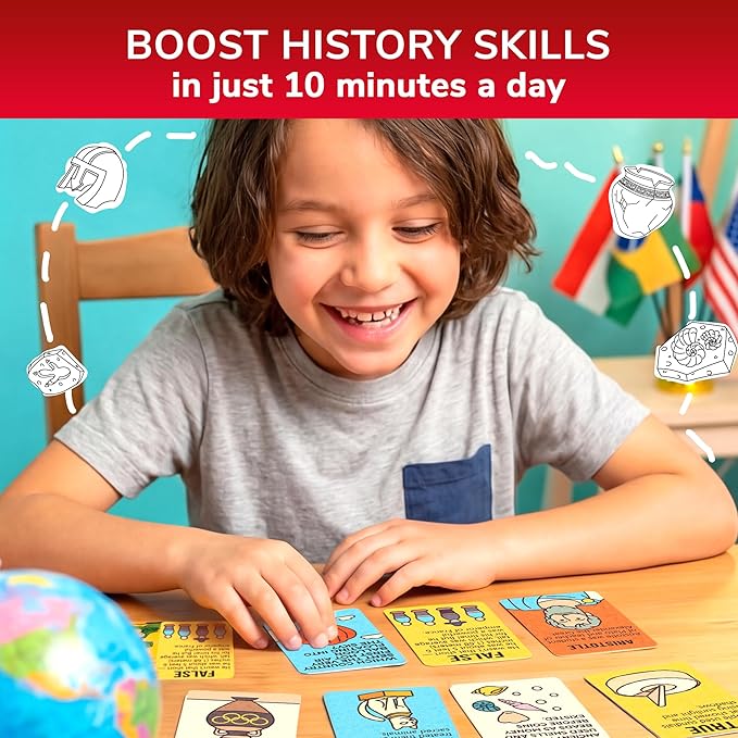 QUOKKA Trivia Games for Kids – History Facts & World History – Fun Card Game for Family Game Night – Educational Trivia Cards for Kids, Family and Adults – Travel Games Gift for Boys & Girls 4-8