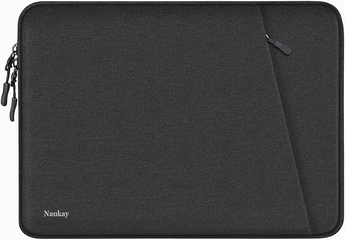Laptop Sleeve Case 15 inch, Shockproof Protective Computer Cover with Accessories Pocket, Water Resistant Traveling Carrying Laptop Bag Compatible for Dell HP Acer Asus Lenovo, Black