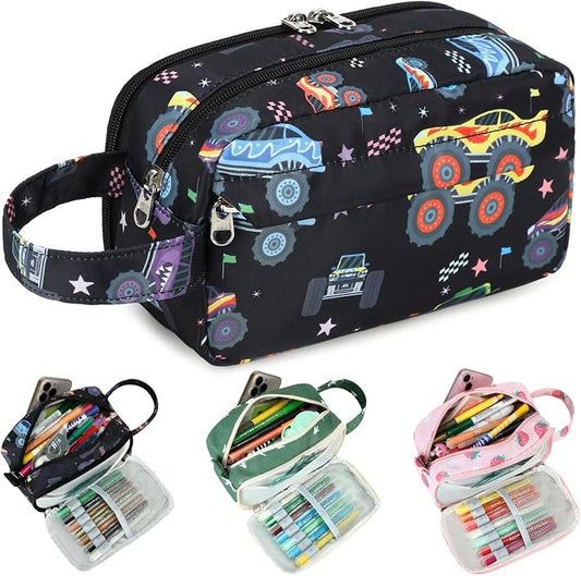 CAMTOP Cute Pencil Case for Boys, Large Capacity Pencil Pouch with 3 Compartments Pen Organizer Kawaii Pencil Box Bag for School Travel Gifts
