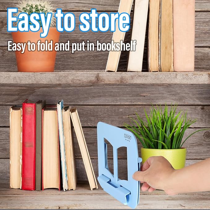 Desktop Book Stand, Tabletop Music Stand, Portable Book Holders for Reading Kids Cookbook Stand Book Tray Book Rest Recipe Children's Gifts Travel Girls boy School Supplies (Blue 11.82" *8.26")