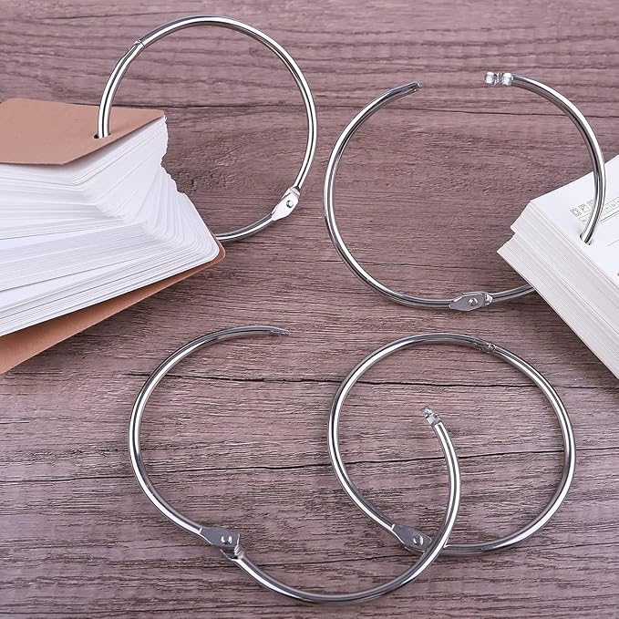 2 Inch Binder Rings (10 Pack) Heavy Duty Loose Leaf Metal Book Rings, Nickel Plated Steel Keychain Key Rings for Index Cards, Flashcards & Organizing Ideal for School, Home & Office