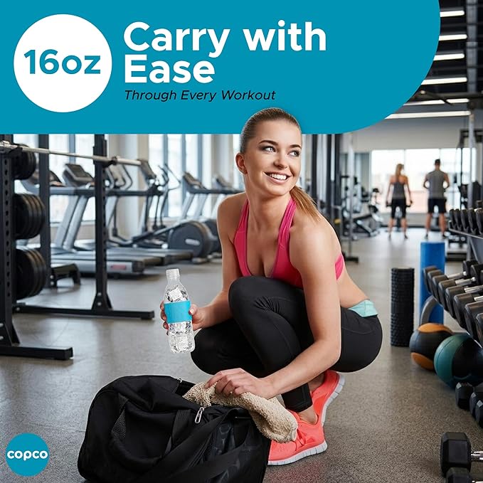 Copco Hydra 16.9 oz Water Bottle – Leak Proof, Tritan Durable, BPA Free, Dishwasher Safe, Twist Open Body for Ice & Easy Cleaning, Silicone Non-Slip Grip, Portable for Gym & Office (Light Blue)