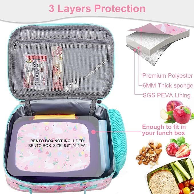 RHCPFOVR Kids Lunch Bag - Insulated Lunch Box for Boys Girls,Washable Lunch Bag and Reusable Toddler Leak-proof Lunchbox for School and Daycare