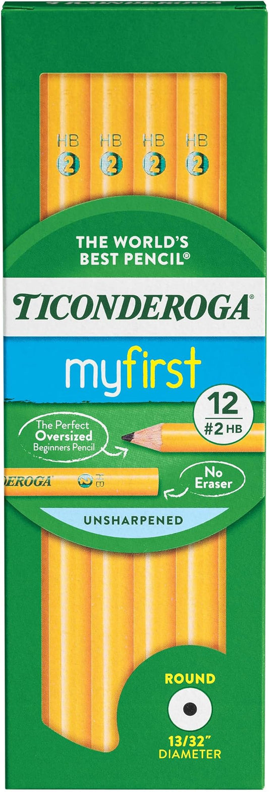 Ticonderoga Beginner Wood-Cased Pencils, 2 HB Soft, Yellow, 12 Count (X13080)