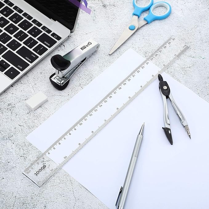 EBOOT 2 Pack Plastic Ruler Straight Ruler Plastic Measuring Tool for Office (Clear, 6 Inch, 12 Inch)