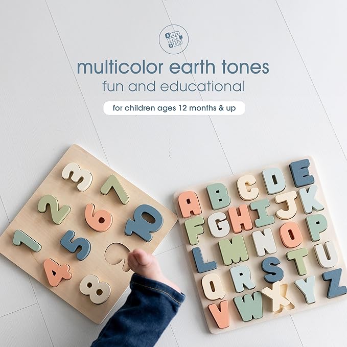 Pearhead Wooden Numbers Puzzle, 1–10 Counting Learning Toy for Toddlers, Montessori Educational Puzzle