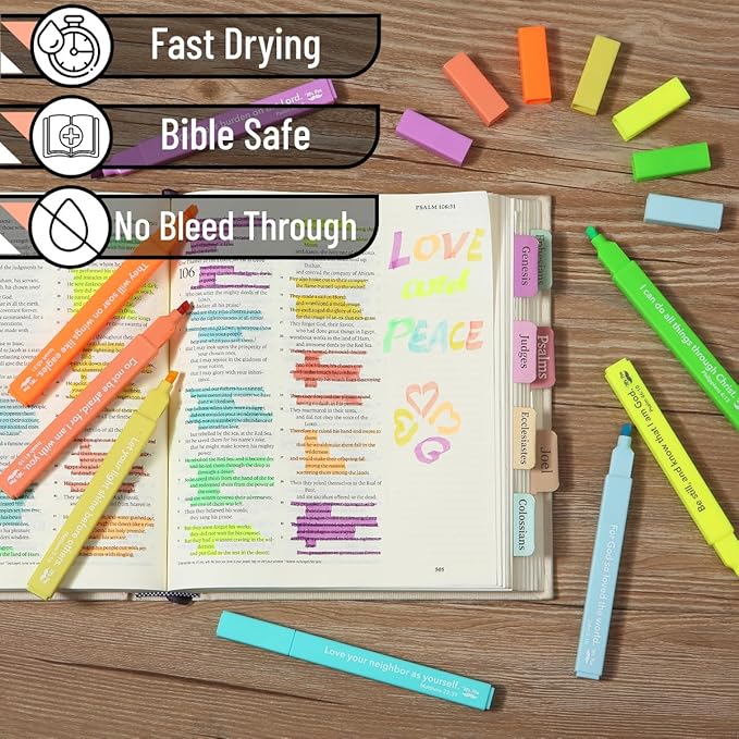 Mr. Pen- Bible Highlighters with Color-Coding System, 8 Pack, Soft Chisel Tip, Aesthetic Highlighters Assorted Colors, Fast Drying Bible Markers No Bleed Through for Journaling and Underlining