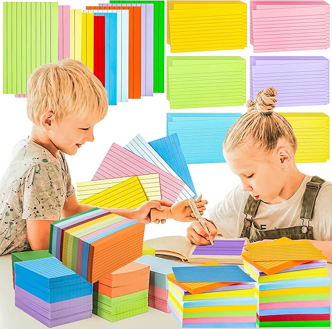 280Pcs Colored Index Cards 3x5 Inch Flash Cards with Lines Note Card Flashcards, Colorful Ruled Card Pad Index Note Books 3 x 5 Notecards for Studying School Supply College Office