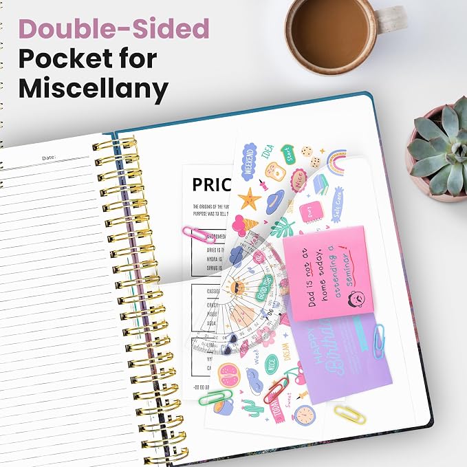 Taja Spiral Notebooks for Work 5 Subject Notebook with Removable Dividers