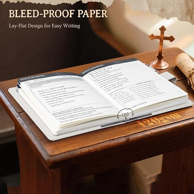 Ospelelf Beige Faux Leather Christian Prayer Journal for Women, Bible Study Journal for Men Daily Planner Notebook, Undated 3 Month, Mental Health Gratitude Journal Stress Relief