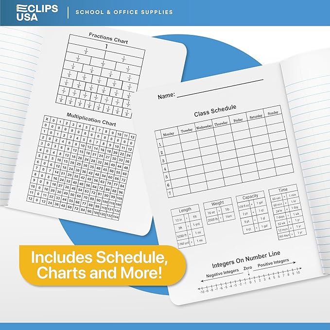 E-CLIPS USA Composition Notebook College Ruled Marble Composition Notebooks Bulk College Ruled Notebooks for Work 9.75" x 7.5" 100 sheets 200 Pages (48 Pack Assorted colors)