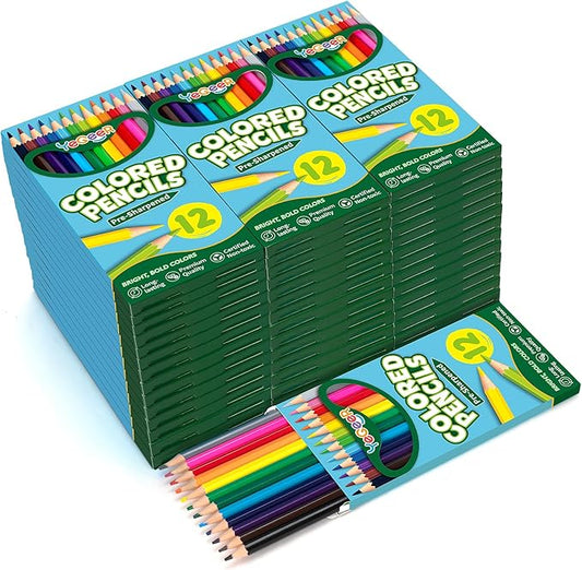 YEGEER 528 Count Colored Pencils Bulk, 12 Assorted Colors, 44 Packs Pre-sharpened Coloring Pencils Set for Kids and Adult, Teachers Essential Classroom Prizes, Back to School Supplies (528)