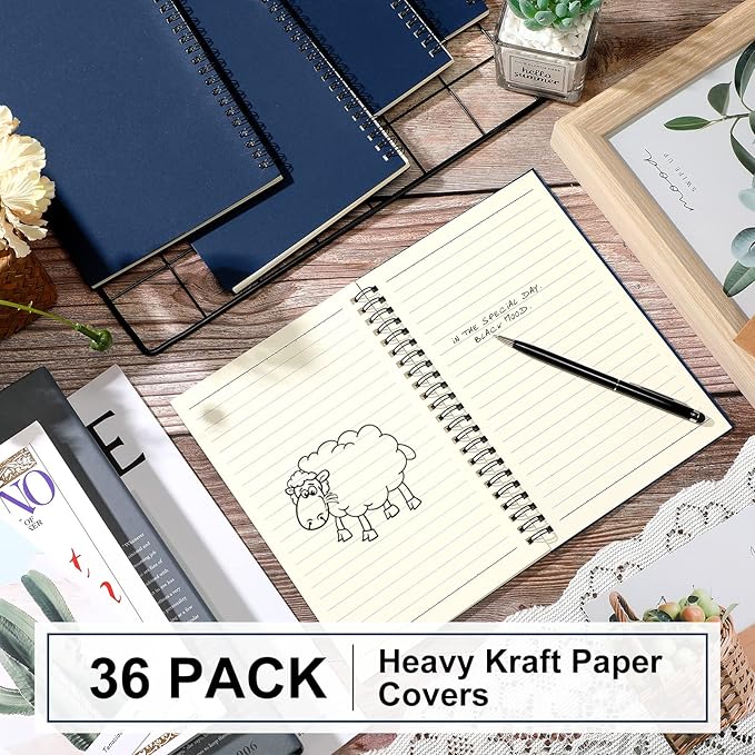 Yahenda 36 Pcs Spiral Notebooks, 1 Subject, Wide Ruled, Deep Blue