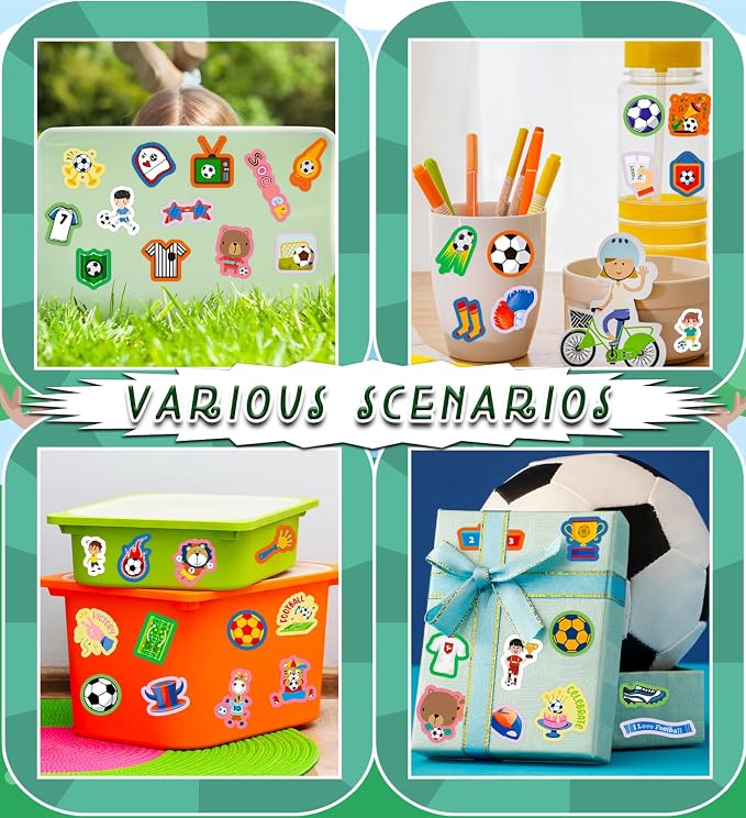 Soccer Party Favors, 400Pcs Soccer Stickers for Boys Girls Kids Teens | 40Sheets with 400 Vinyl Waterproof Soccer Stickers, Football Games Crafts Activities Goodie Bag Stuffers Gifts for Kids Teens