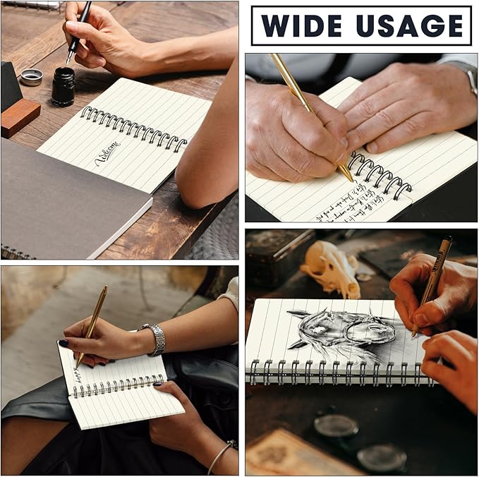 Jutom 4 Pcs Small Spiral Notebooks Memo Pads 3x5 Bulk Small Pocket Notebooks Mini Notepads with Lined Pages Mini Journals for Office School Work Supplies, 120 Pages (Black)