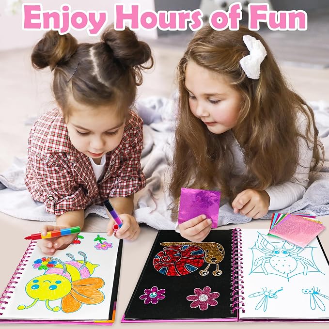 FUNNYB&G Mess-Free Foil Art Craft for Girls Ages 4-10, Kids Birthday Gift