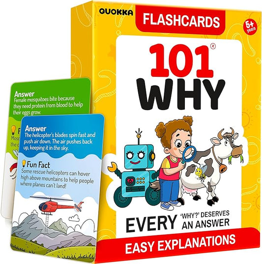 QUOKKA 101 WHY Card Games for Kids Ages 4-8 – Flash Cards for Kids with Simple Explanations & Fun Facts – Educational Games About Science, Nature, Space, Body Topics – Family and Classroom Activity