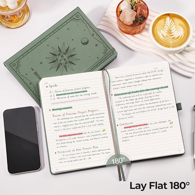 EMSHOI Lined Journal Notebook, 320 Numbered Pages, A5 Size (5.7'' x 8.3'')
