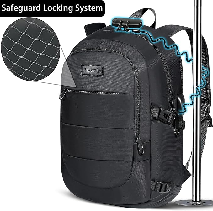 Tzowla 40 Liter Anti Theft Backpack with Giant Tumbler Holder Pocket and Lock,17.3 Inch Laptop Backpack
