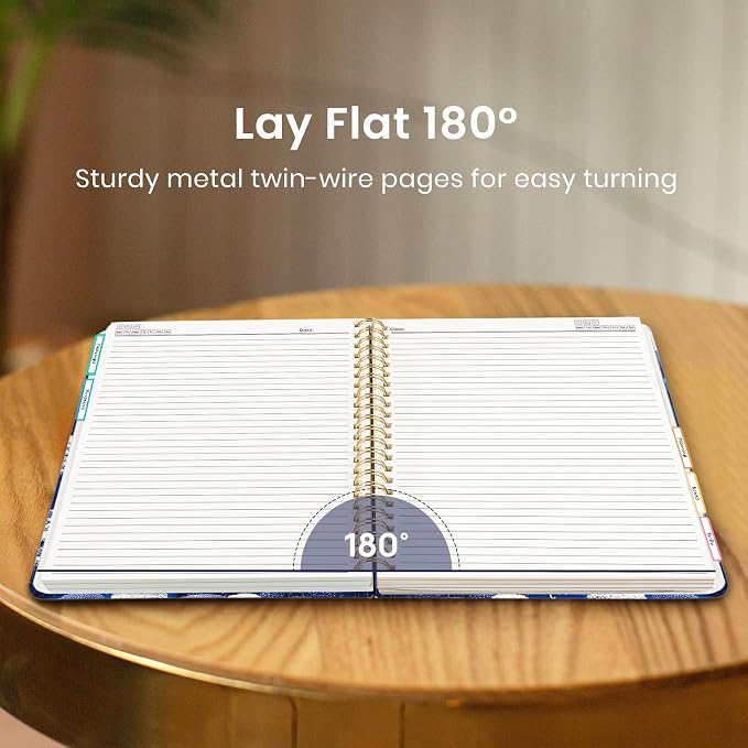 Taja Pretty Large Spiral Lined Notebook for Work with 5 Removable Dividers