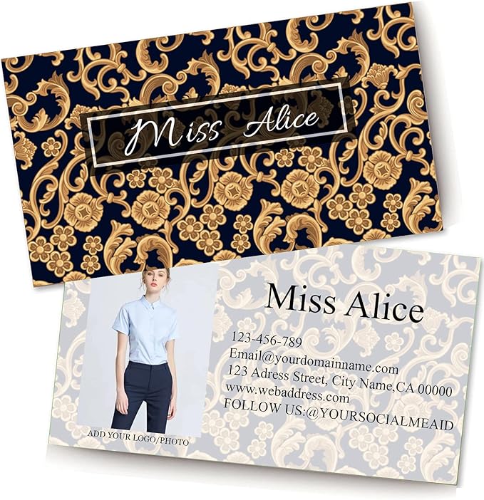 Customized Name Cards 500 PCS, Customized Design with Picture Texture All Business Designs cards No Additional Charge (Color-H)