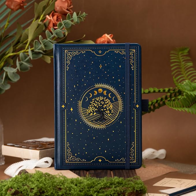 TIEFOSSI Tree of Life Journal, A5 Lined Journal for Women Men, Aesthetic Notebook with 316 Numbered Pages, Hardcover Vegan Leather Journals with Bookmark, 100 GSM Thick Paper