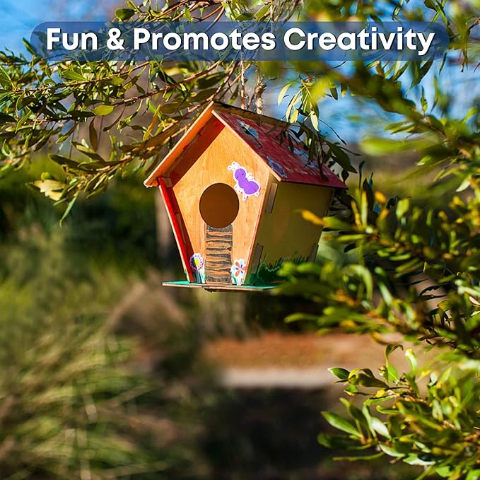 9 DIY Bird House Kits For Children to Build - Wood Birdhouse For Kids to Paint - Unfinished Bird Houses for Kids - Wood Craft Project Kits - Spring Crafts for Girls & Boys, Classroom & Spring Activity