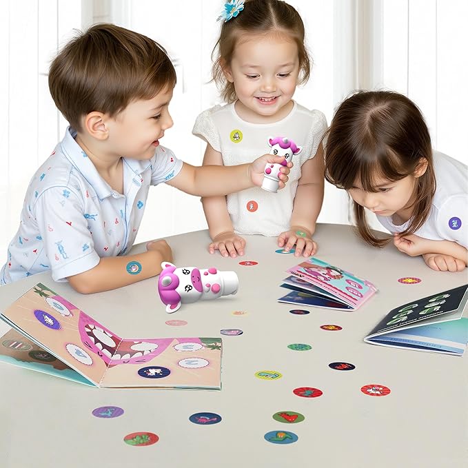 iPlay, iLearn Kids Unicorn Sticker Stamp Set - 400+ Stickers 18-Page Activity Book, Toddler Creative Mess-Free Art Craft Educational Travel Toy, Birthday Easter Basket Gifts 3 4 5 6 Year Old Girl Boy