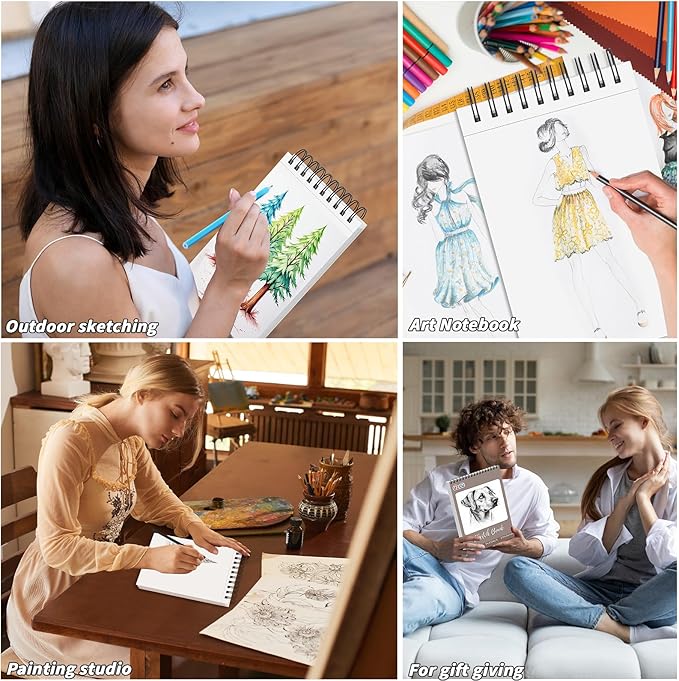 18 Pcs Sketch Book Bulk 9 x 12 In 720 Sheets Top Spiral Bound Sketch Pad Drawing Paper 40 Sheets Each Acid Free Mixed Media Sketchbook 68lb/100gsm Art Supplies for Beginner Artist