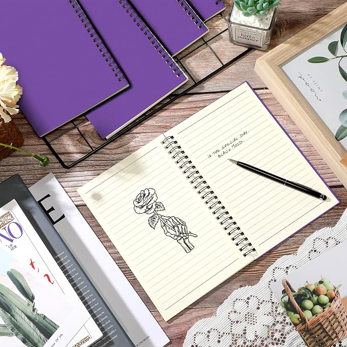 Yahenda 6 Pcs Spiral Notebooks, 1 Subject, Wide Ruled, Purple
