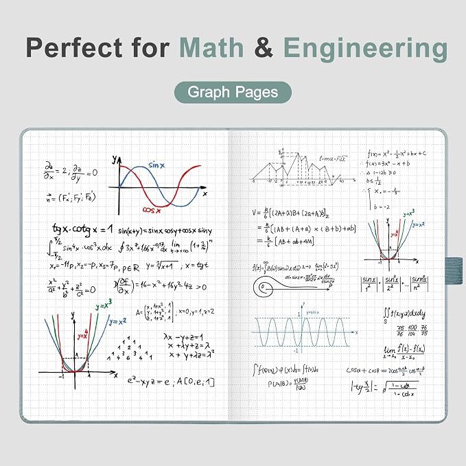 AHGXG Graph Grid Paper Notebook, 160 Pages, A5 Medium Size (5.7'' x 8.3'')