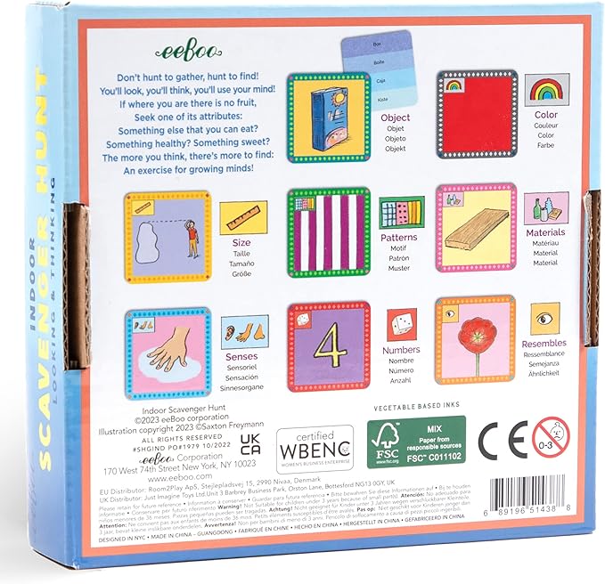 eeBoo Scavenger Hunt Indoors Game, a Finding Game that develops observational and Analytical Skills, Includes 50 Cards & Instructions, for Ages 3 and up