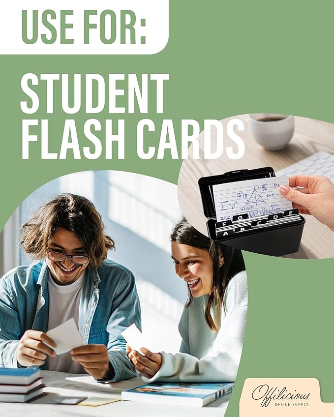 OFFILICIOUS Ruled Index Cards 3x5 — Durable Blank Cards Bulk for Writing Recipes, Notes & Flash Cards for Studying — 100 No Bleed-Through White Double-Sided Notecards 3x5 Lined & Blank
