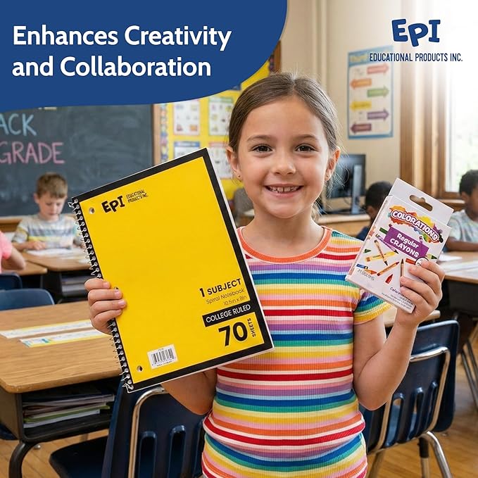 EPI Essentials Back to School Supplies for Kids 2nd & 3rd Grade – 71 Items in Kit – Elementary School Supply Packs – Wide-Ruled Bundle with Composition Notebooks – Suitable for Homeschooling