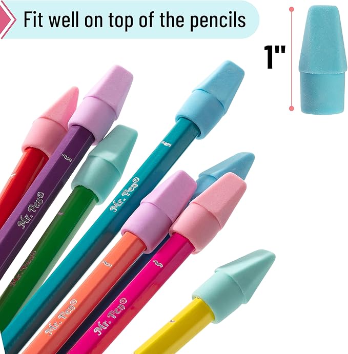 Mr. Pen- Pencil Erasers Toppers, 120 Pack, Pastel Color, Latex Free, No Smudge, Mr Pen Erasers for Pencils