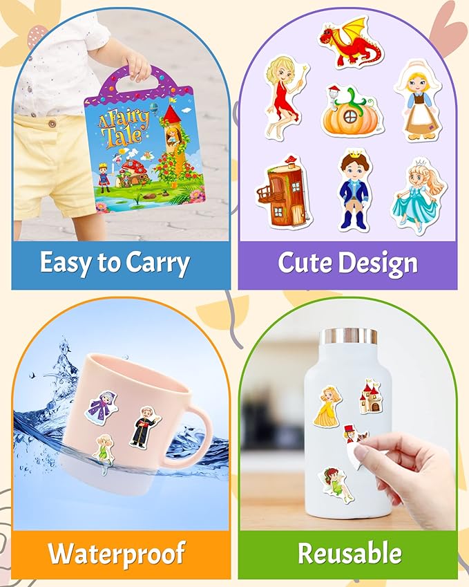 Benresive Reusable Sticker Book for Toddlers, Travel Stickers for Kids, Toddler Crafts Activities Toys, Birthday Gifts for Boys & Girls - Fairy