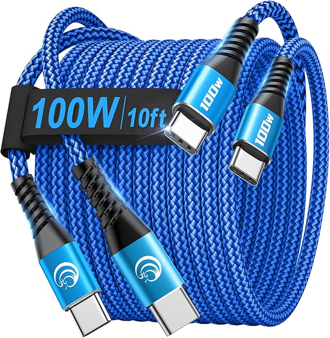 Yosou USB C Cable, USBC Type C Fast Charging Cable Cord Blue, 10ft+10ft