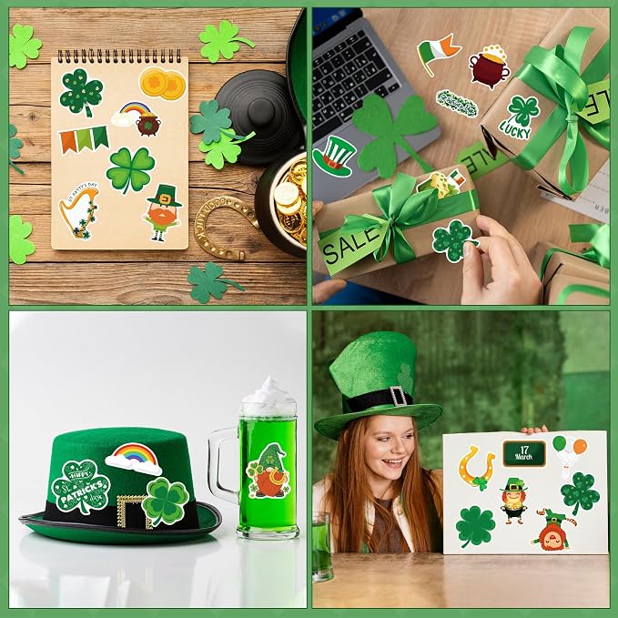 OHOME St Patricks Day Stickers for Kids - 120 PCS St Patricks Day Accessories Shamrock Decorations - St. Patrick’s Day Crafts for Kids - St Paddys Day Gifts Treats Party Favors for Boys Girls