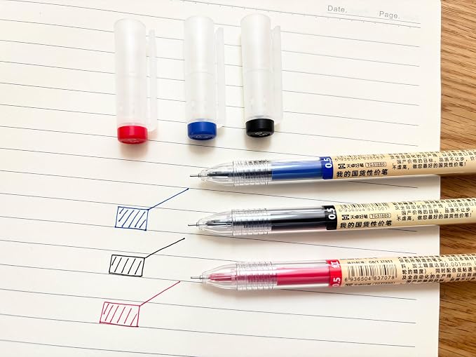 12 Pcs 0.5mm 3Color Gel Ink Pen Japanese Stationery Extra Fine Chinese Ballpoint Pen for Office School Korean Stationery Supply