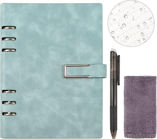 Reusable Notebooks - Stone Paper Waterproof Spiral Notebooks, A5 Wirebound Ruled Sketch Book Notepad Diary Memo Planner with 1 Erasable Pen & 1 Microfiber Cloth Included (9.05''×6.69'')