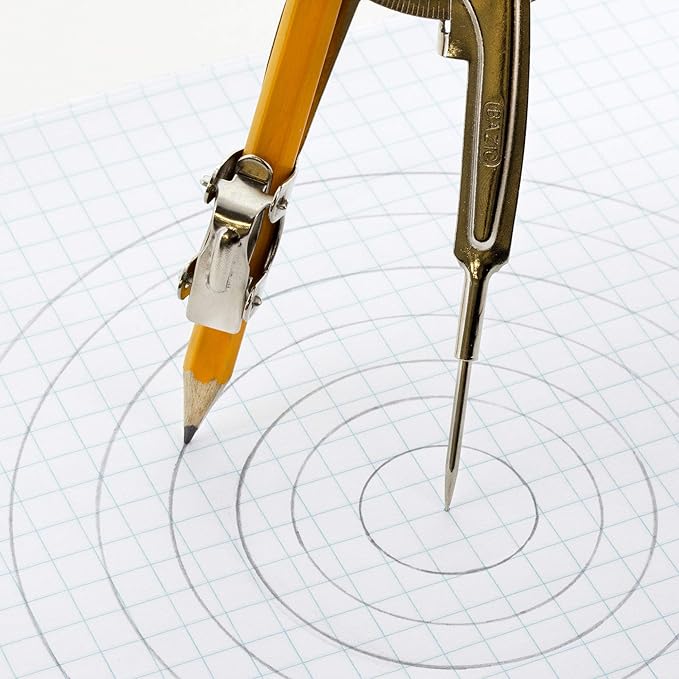 BAZIC Products Geometry Math Compass Set w/Scale-Arm, Nickel Plated Metal Ball & HB Wood Pencil, Inch Centimeter, Mathematical Drafting Drawing Tool, 4-Pack