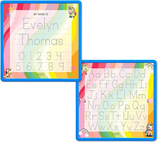Kid's Name Tracing Board | Dry Erase Letter Tracing | Reusable Writing Practice Board | Personalized | Baby Unicorn Theme