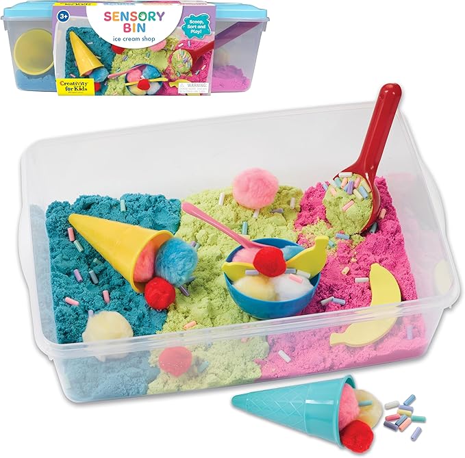 Creativity for Kids Sensory Bin: Ice Cream Shop Playset - Toddler Learning Toys, Pretend Play Ice Cream Set, Kids Gifts for Girls and Boys (Ages 3+)