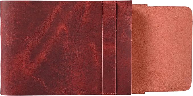 Leather Drawing Journal Daily Travel Diary, Antique Handmade Vintage Bound Rustic Writing Notebook, Genuine Leather Unlined Cream Paper, Art Sketchbook, 7x10 Inches-Red