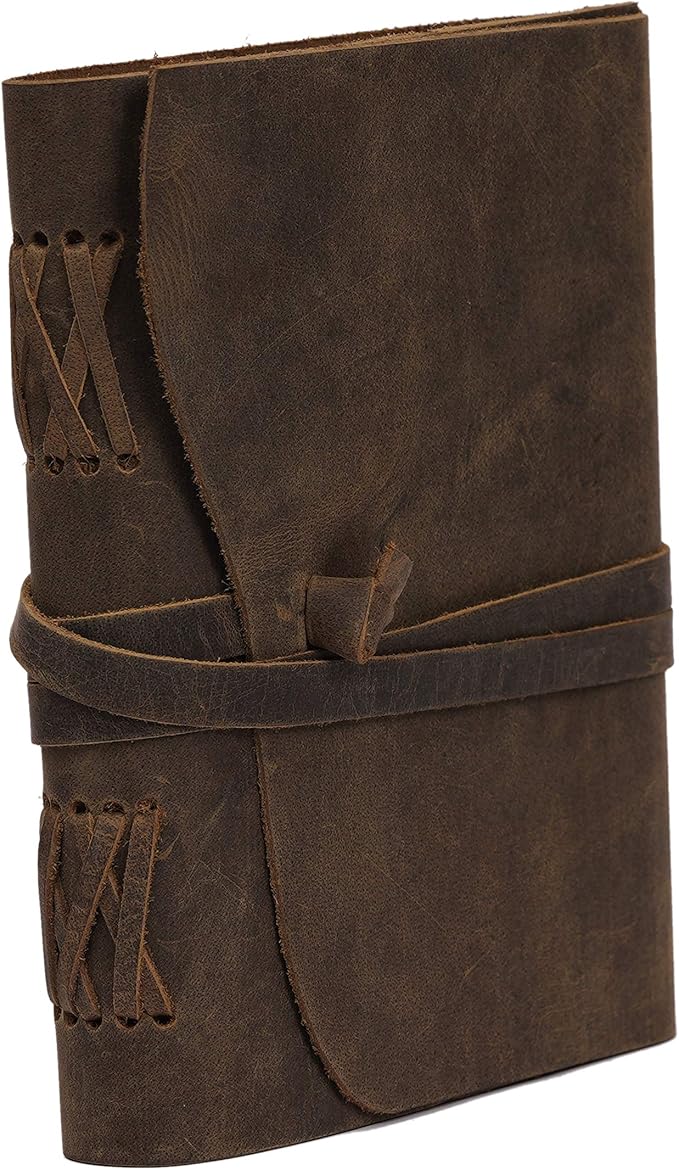 Leather Journal Travel Diary, Handmade Vintage Bound Notebook for Men & Women, Antique Finish, Genuine Buffalo Leather- Quality Lined Brown Paper Perfect for Notes, Art Sketchbook, 7X5 Inches, Brown