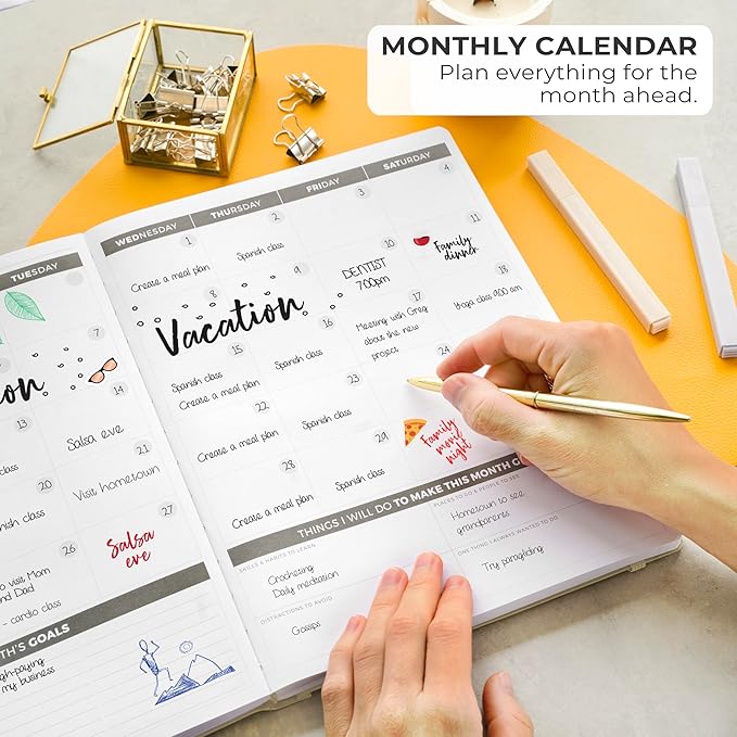 Clever Fox Planner PRO – Weekly & Monthly Life Planner to Increase Productivity, Time Management and Hit Your Goals, 8.5x11″ (Pearl)
