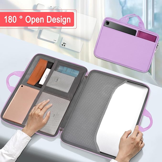 Hseok Laptop Case 13.3-14 inch Sleeve, TSA Computer Handbag Water-Resistant and Shockproof Bag Compatible with MacBook Pro/Neo 14", Mac Air/Pro 13.3" and 13"-14" Notebooks Chromebooks,Purple