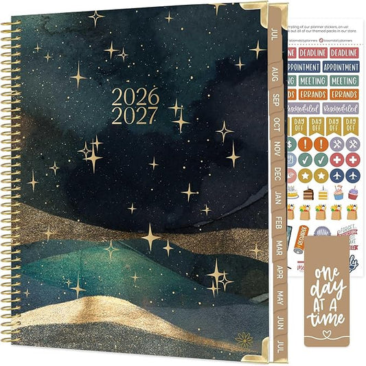 bloom daily planners HARDCOVER Planner 2026-2027 (8.5" x 11") Academic Year (July 2026 - July 2027) - 13 Months Task Goal Planner for Women - Monthly & Weekly Agenda Book - Celestial Skies